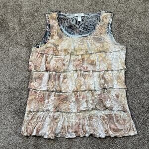 VTG Y2K Ruffled Tiered Burnout Top Size Medium Fairy Goth Whimsygoth Dark